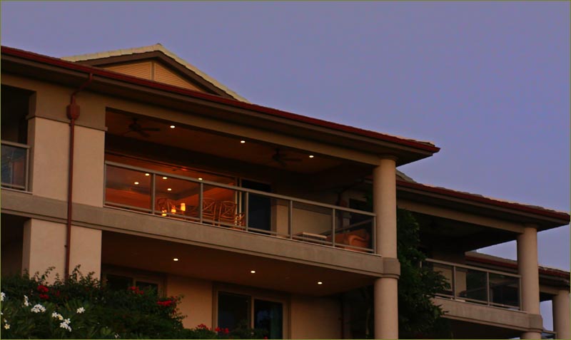 Huge private lanai, overlooking the Pacific; inviting the outdoors inside and inside out.