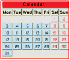 Calendar for Jack's Edgewater Condo.
