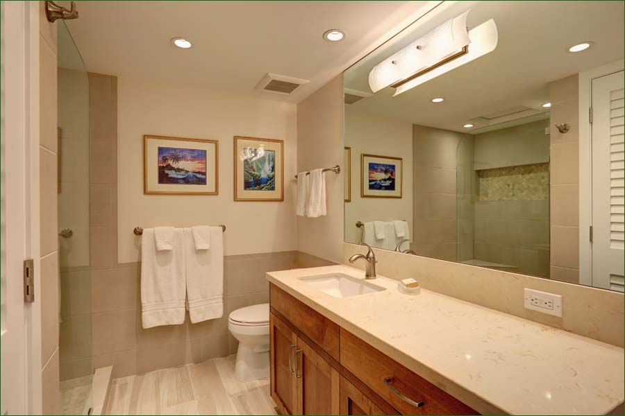Private bathroom in the master bedroom plus another in the living room for guests.