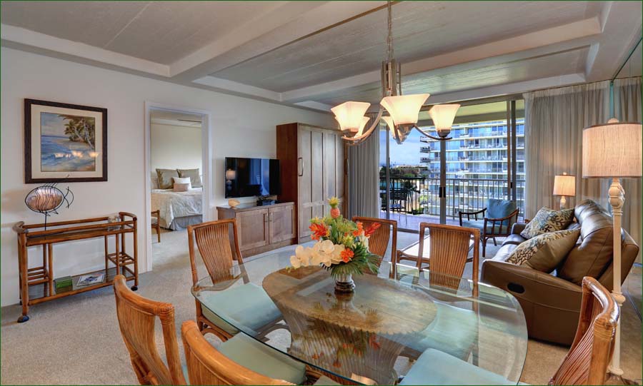 Each Maui oceanfront condo includes a fully equipped kitchen and refrigerator with ice-maker.