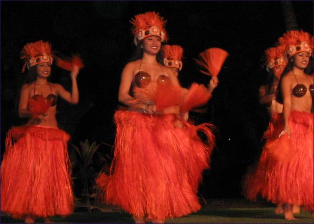 Exciting and colorful Luau dancers.
