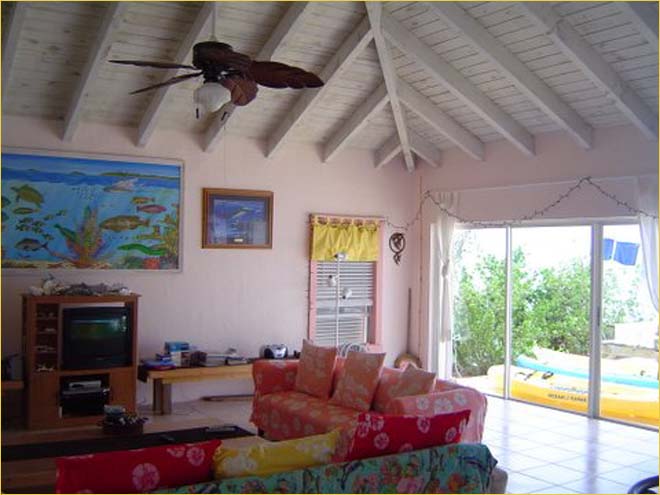 Sunny open interiors Georgetown Vacation Rental Great Exuma Bahama Islands.